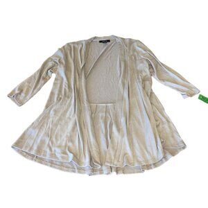 Style & Co Petite Beige Lightweight Open Front Cardigan PM Polyester Blend